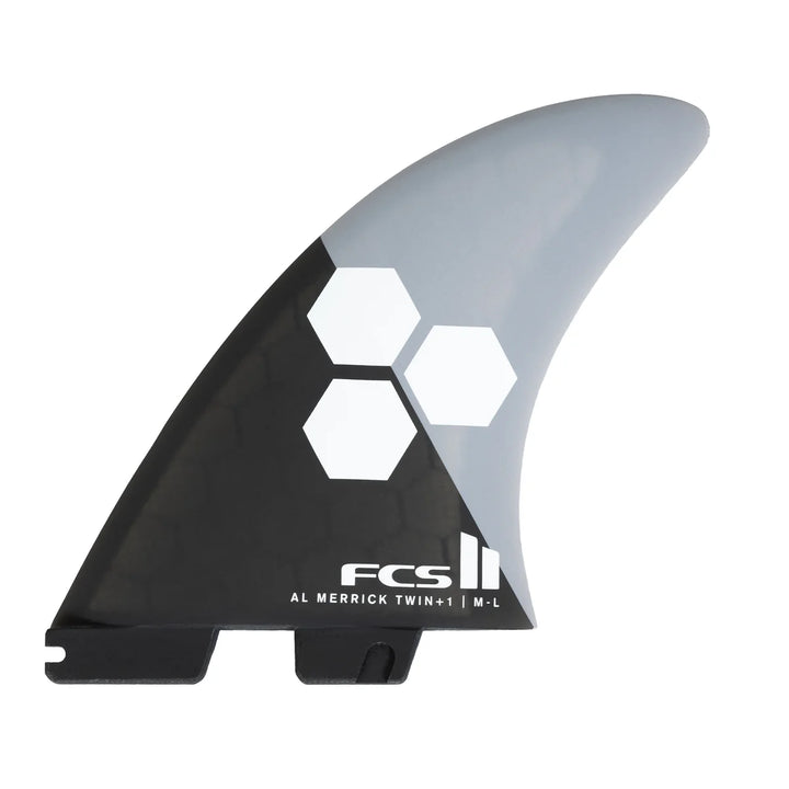 Surfboard fin with FCS logo on a white background