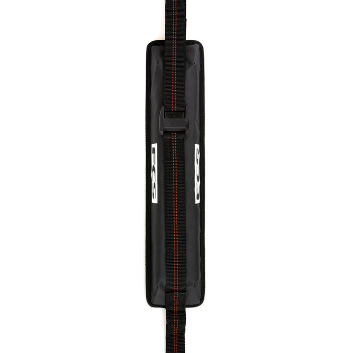 Black FCS roof strap with red accents on a white background