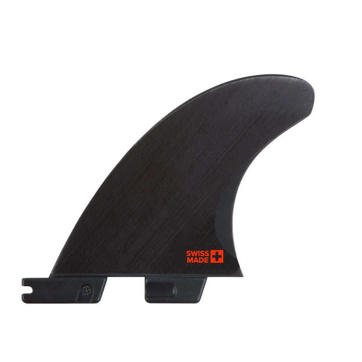 Black surfboard fin with &