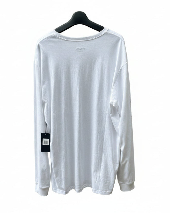 White long-sleeve shirt on a hanger against a white background