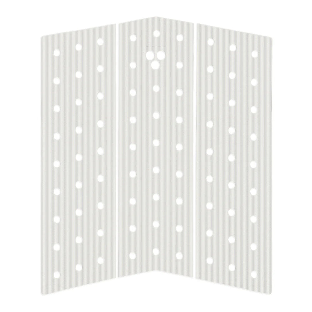 White three-panel surfboard traction pad on a white background