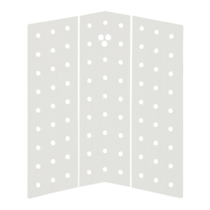 White three-panel surfboard traction pad on a white background