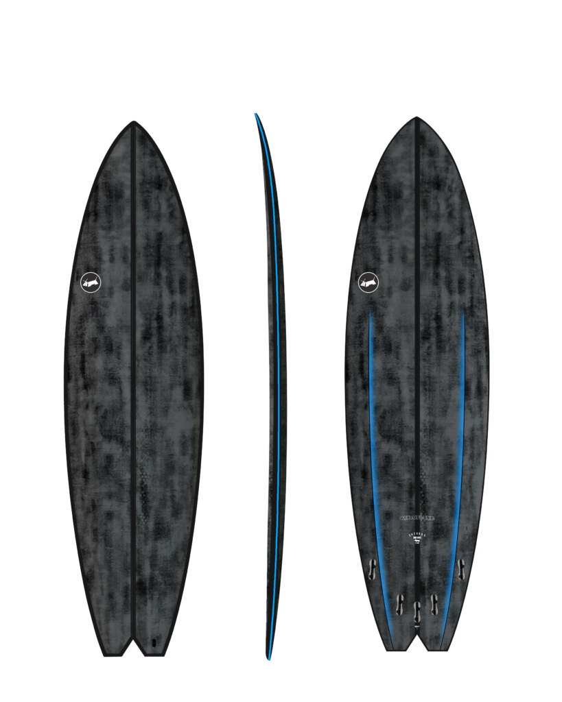 Skindog Thunderbolt Black Hydroplane Surfboard - Blue Pinline