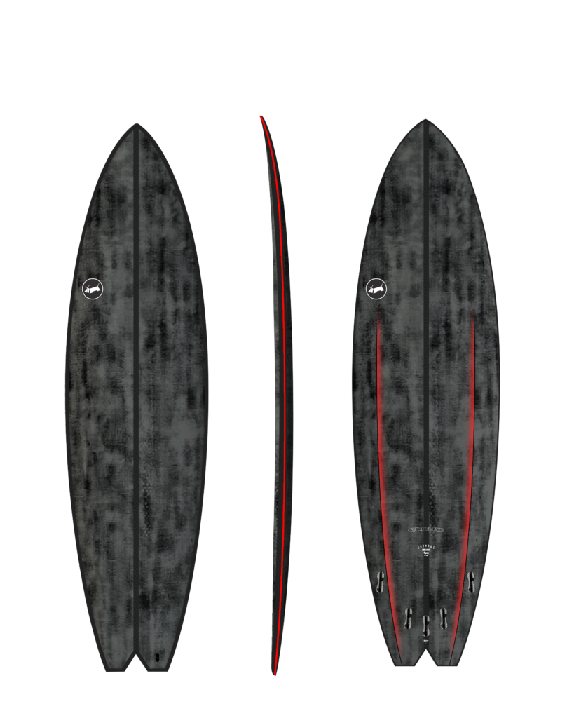 Skindog Thunderbolt Black Hydroplane Surfboard - Red Pinline