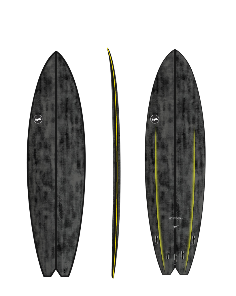 Skindog Thunderbolt Black Hydroplane Surfboard - Yellow Pinline