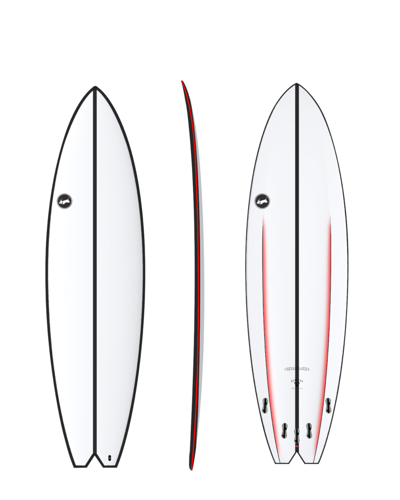 Skindog Thunderbolt Red Hydroplane Surfboard - Red Pinline