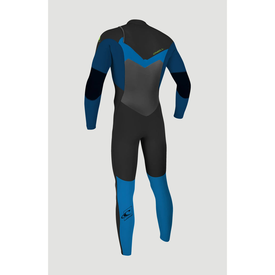 Black and blue wetsuit on a light grey background