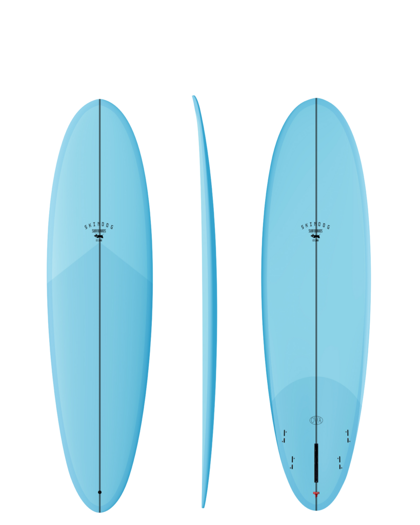 Skindog Thunderbolt Red OVA Mid-Length Surfboard - Bright Blue