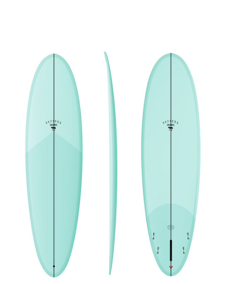 Skindog Thunderbolt Red OVA Mid-Length Surfboard - Sea Foam