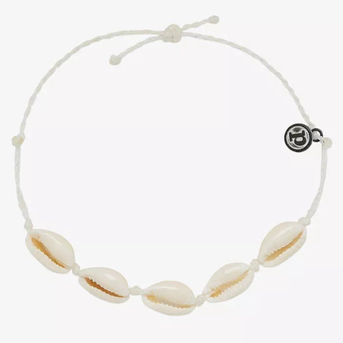 Bracelet with shell beads on a white background