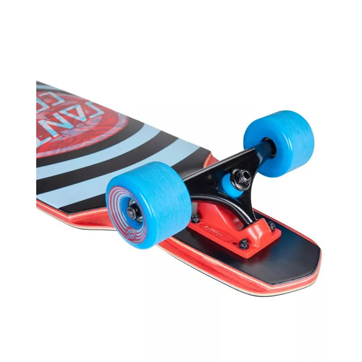 Skateboard with blue wheels on a white background