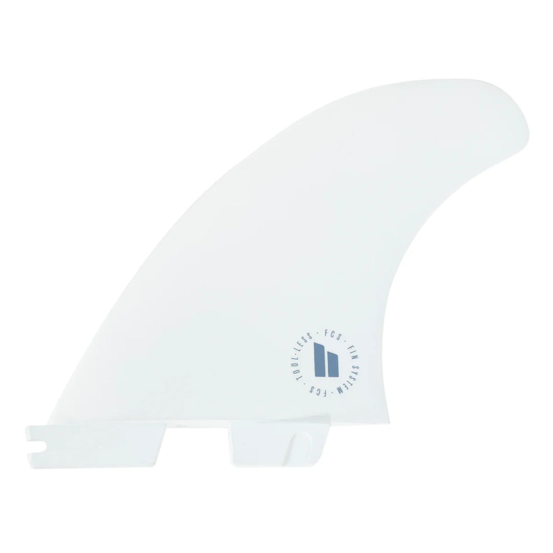 White surf fin with a logo on a white background