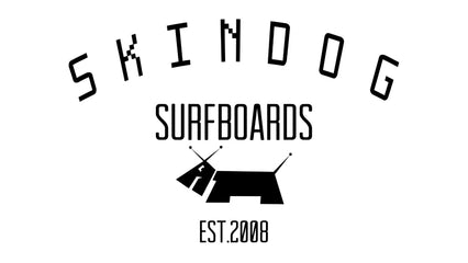Skindog Surfboards logo with a dog icon on a white background