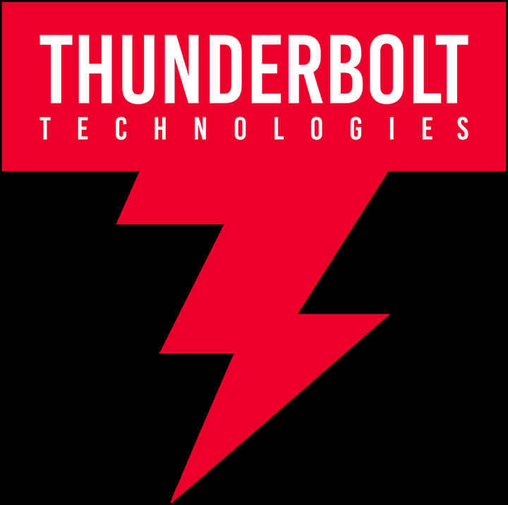 Thunderbolt Technologies logo with a red lightning bolt on a black background