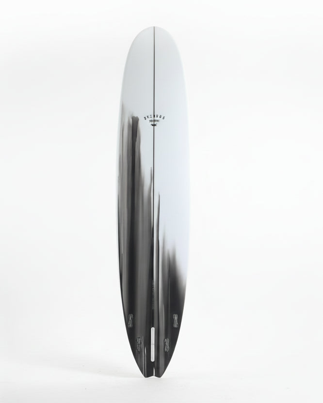 Black and white gradient surfboard on a white background